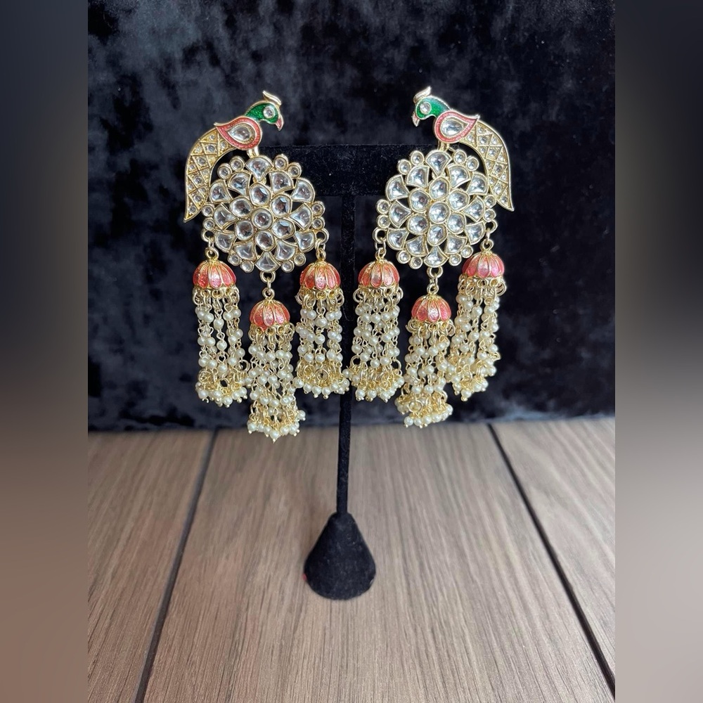 Brand new Indo-western kundan peacock style earrings